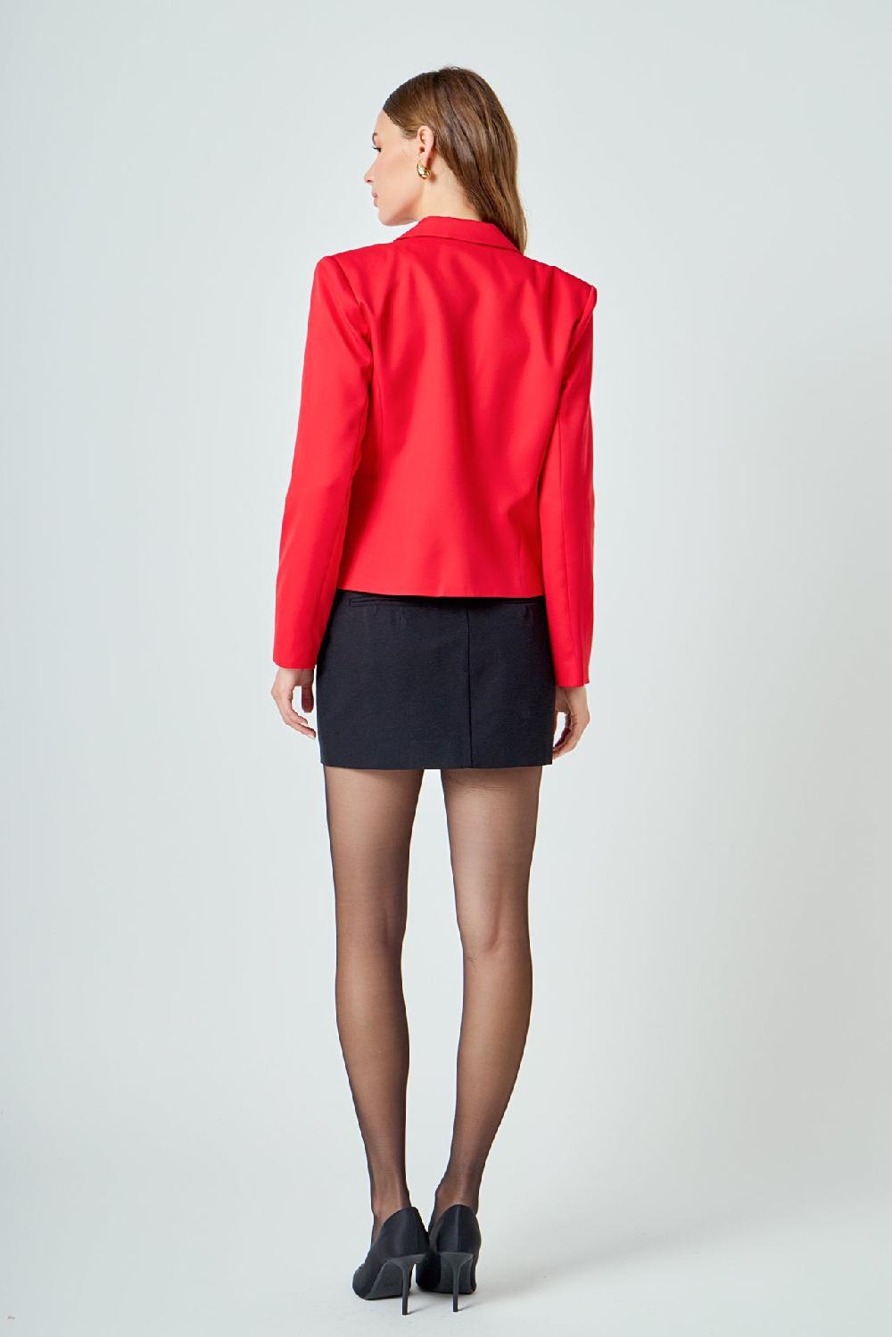 Endless Rose Bow Contrast Blazer RED