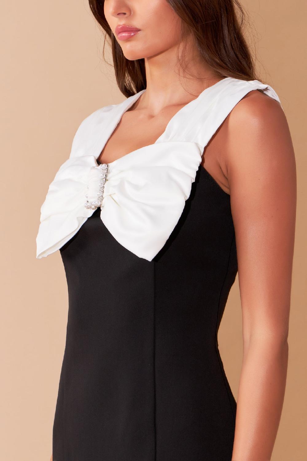 Endless Rose Bow Mini Dress BLACK/WHITE