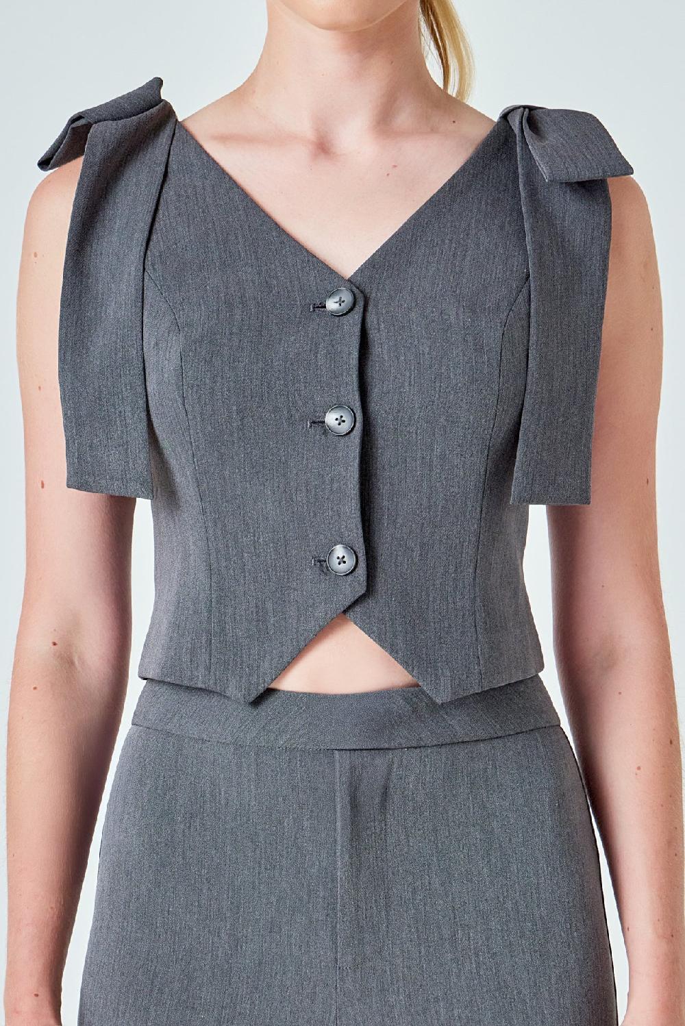 Endless Rose Bow Tie Strap Vest GREY
