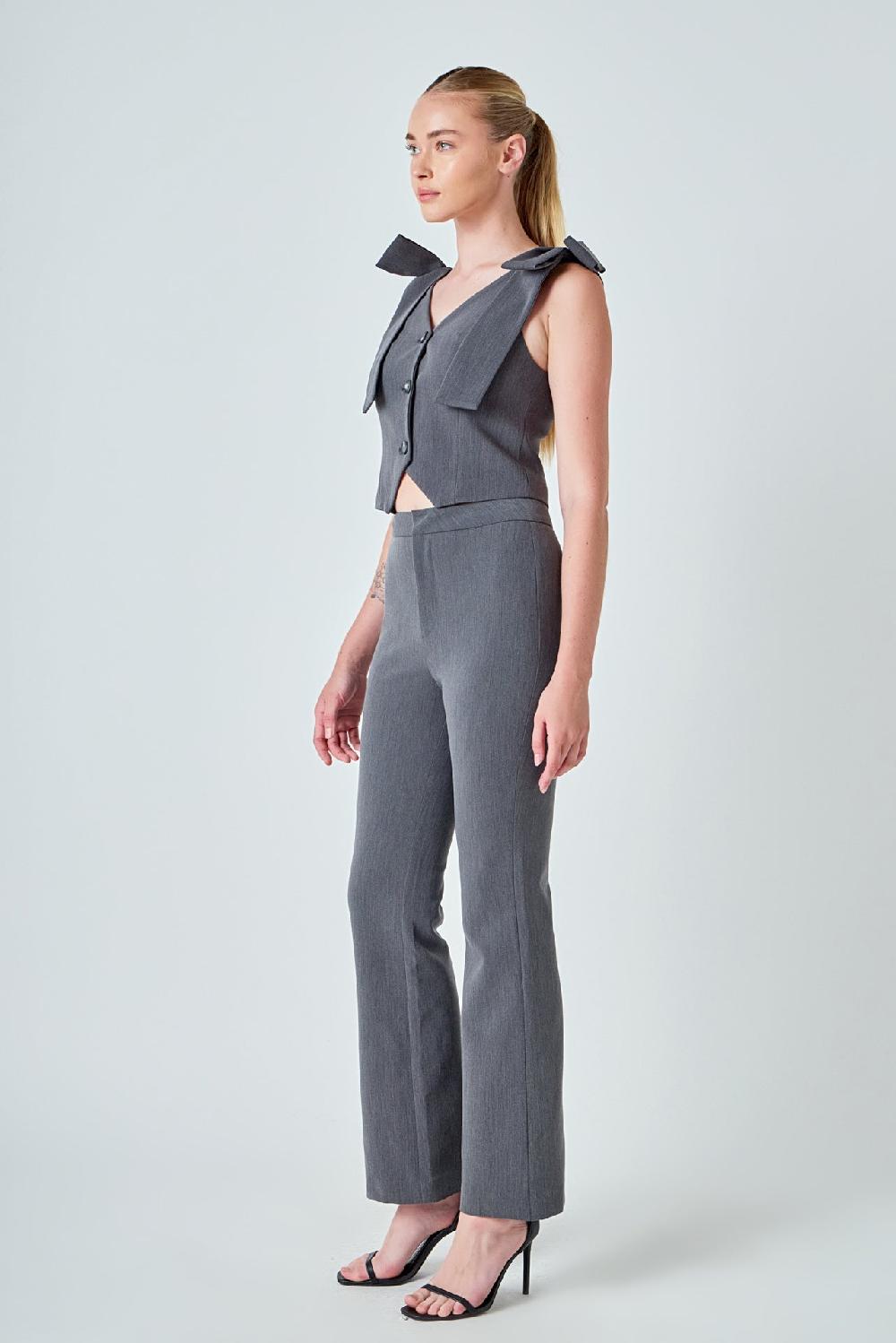 Endless Rose Bow Tie Strap Vest GREY