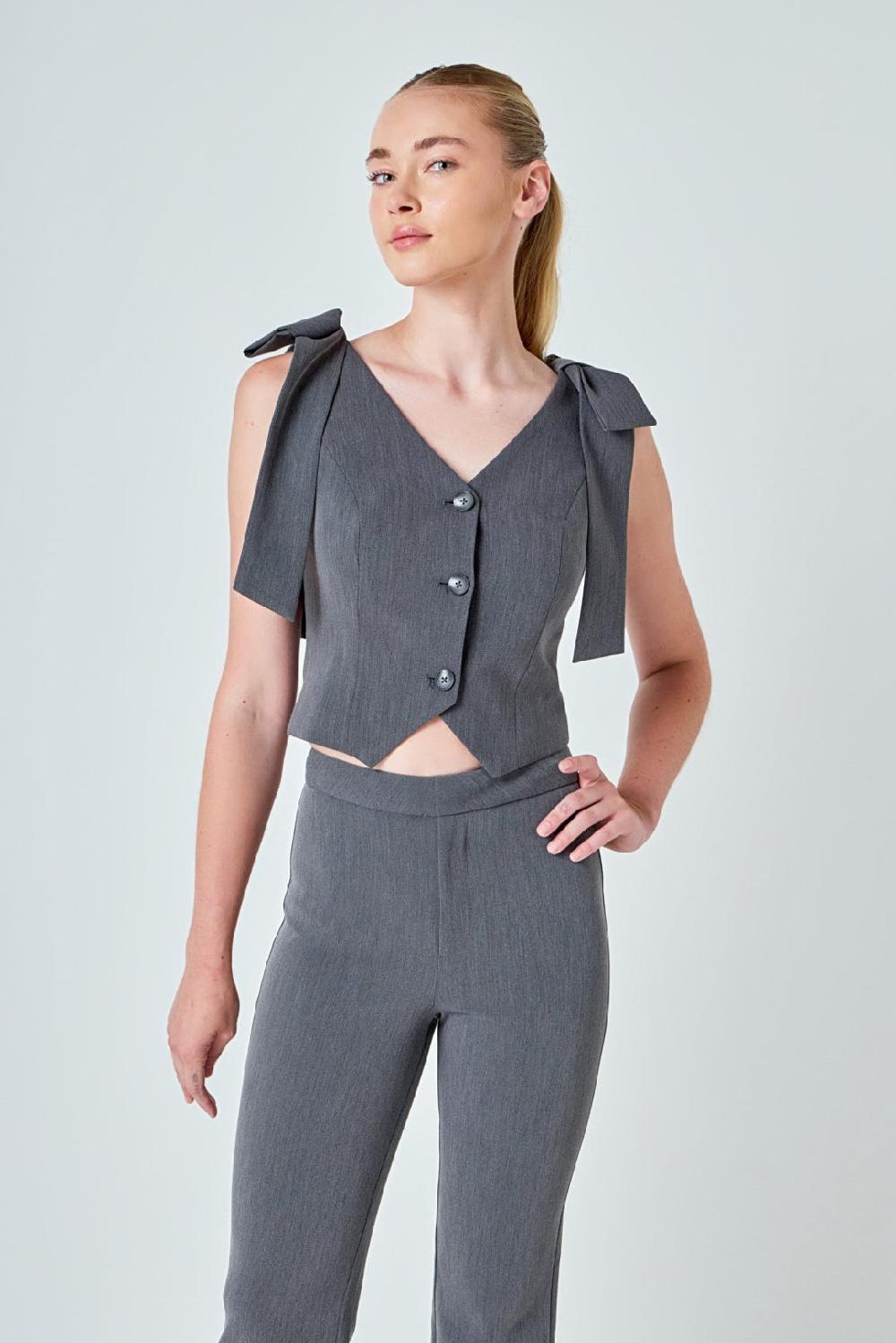 Endless Rose Bow Tie Strap Vest GREY