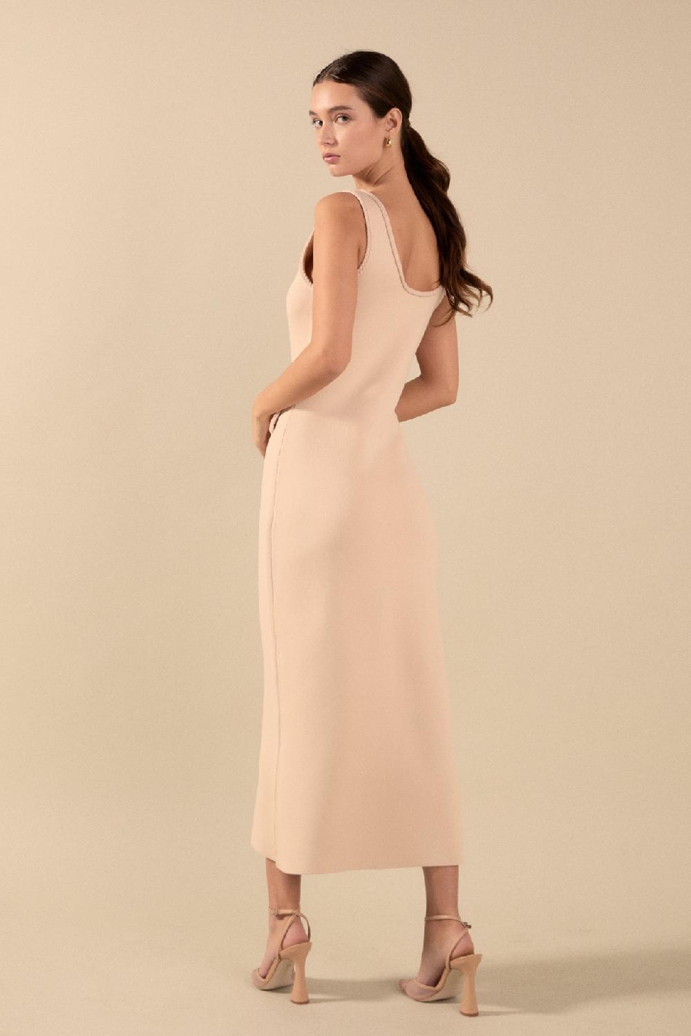 Endless Rose Braided Knit Maxi Dress BEIGE