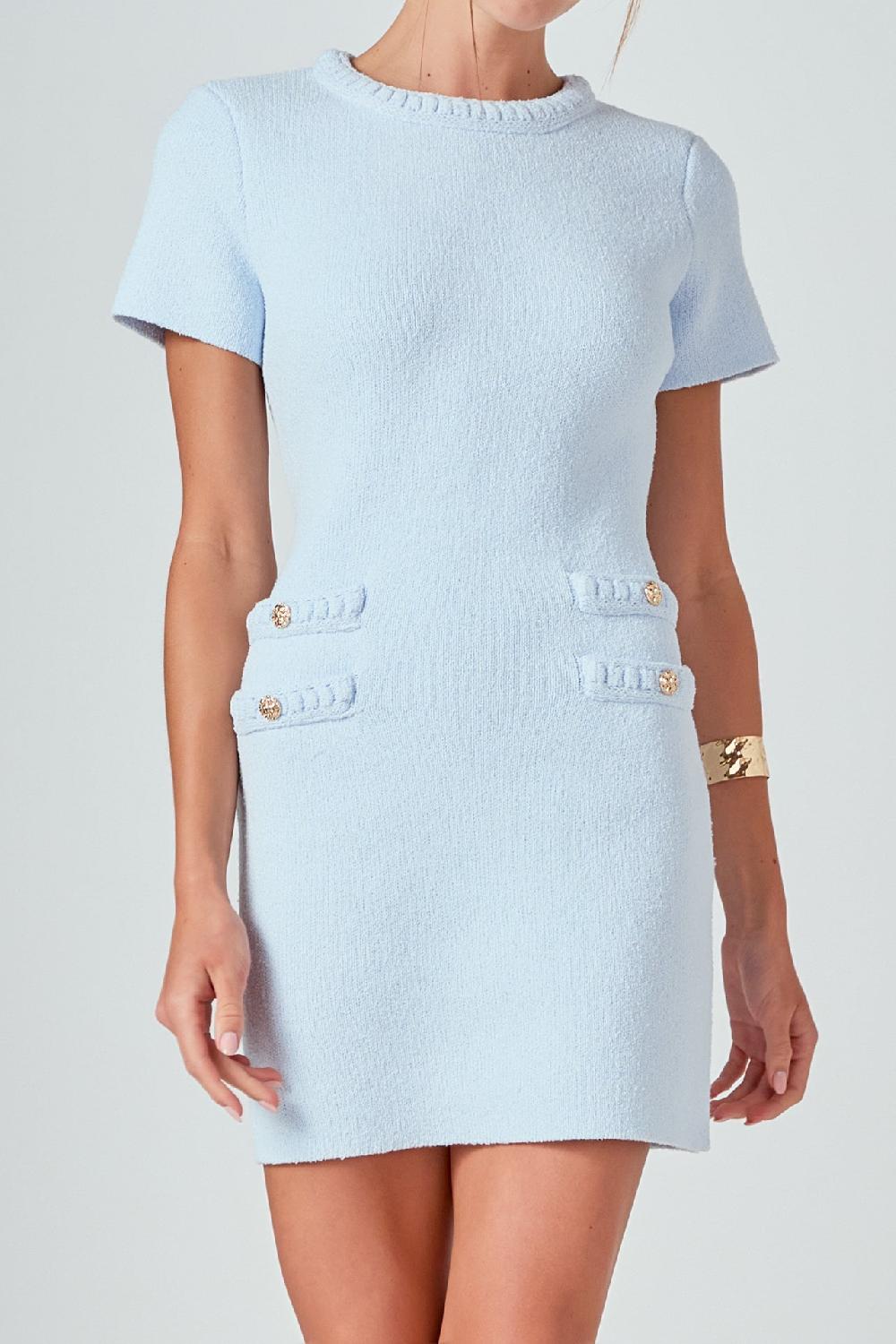 Endless Rose Braided Mini Knit Dress POWDER BLUE