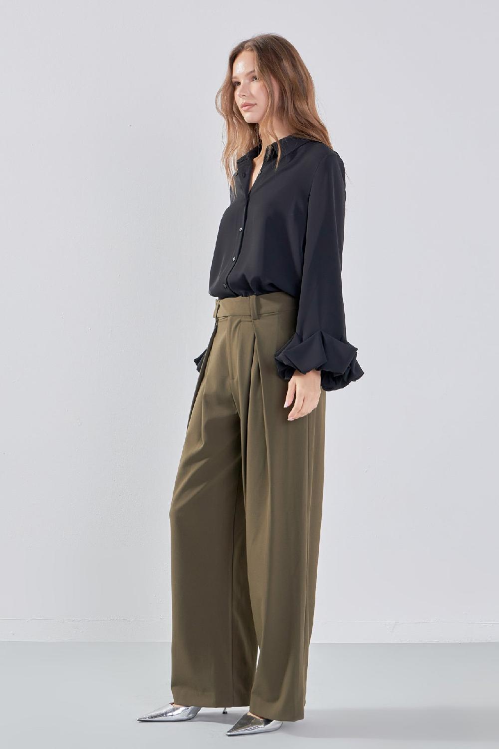 Endless Rose Bubble Accent Dress Shirt BLACK