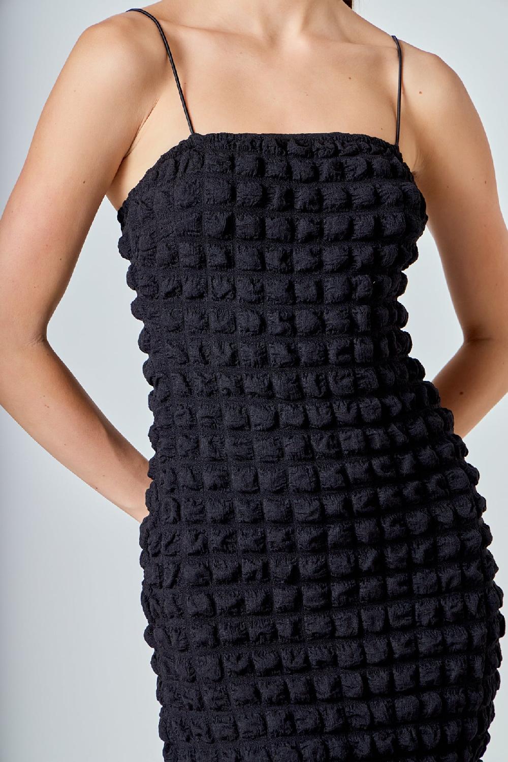 Endless Rose Bubble Maxi Slip Dress BLACK