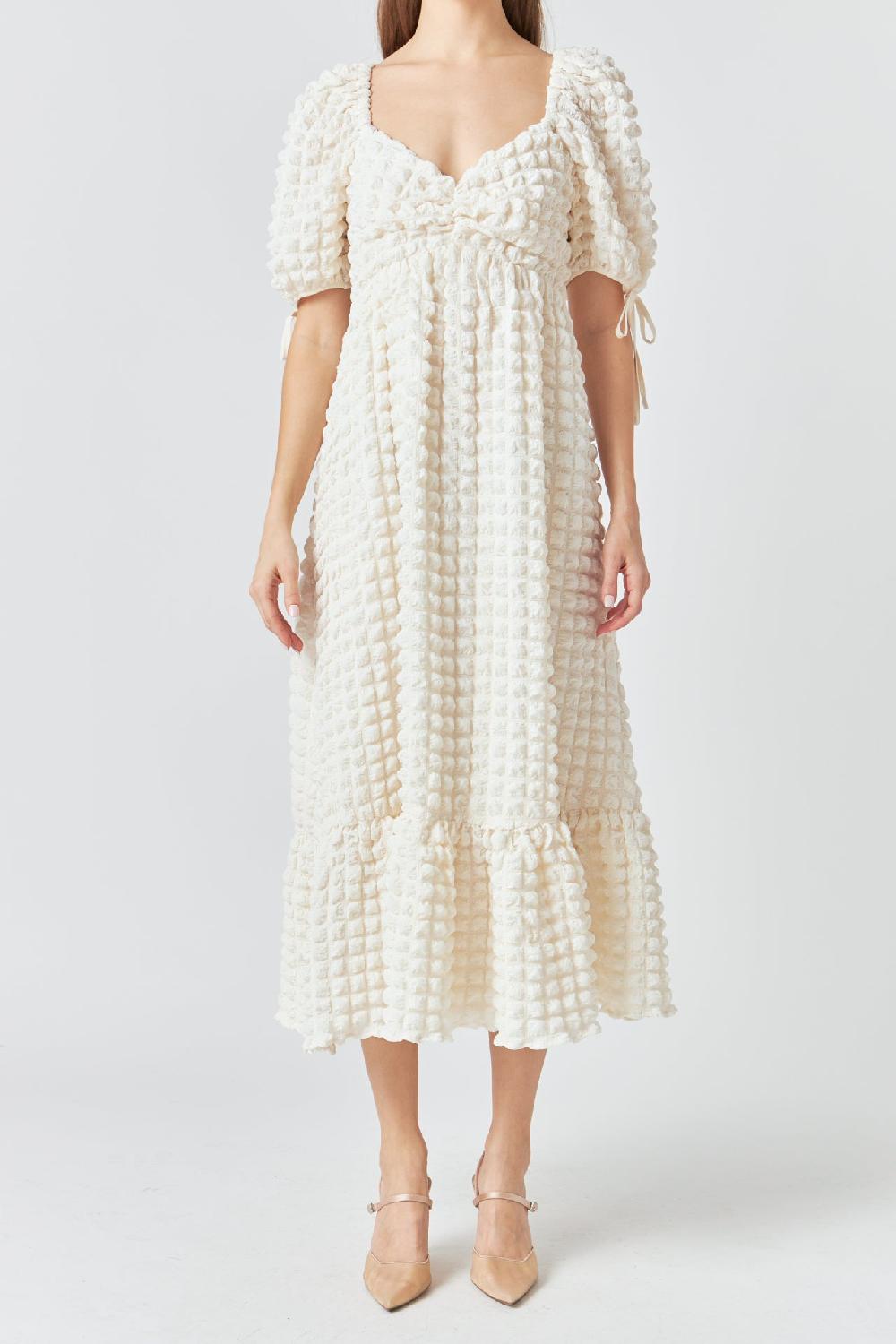 Endless Rose Bubble Puff Sleeve Maxi Dress IVORY