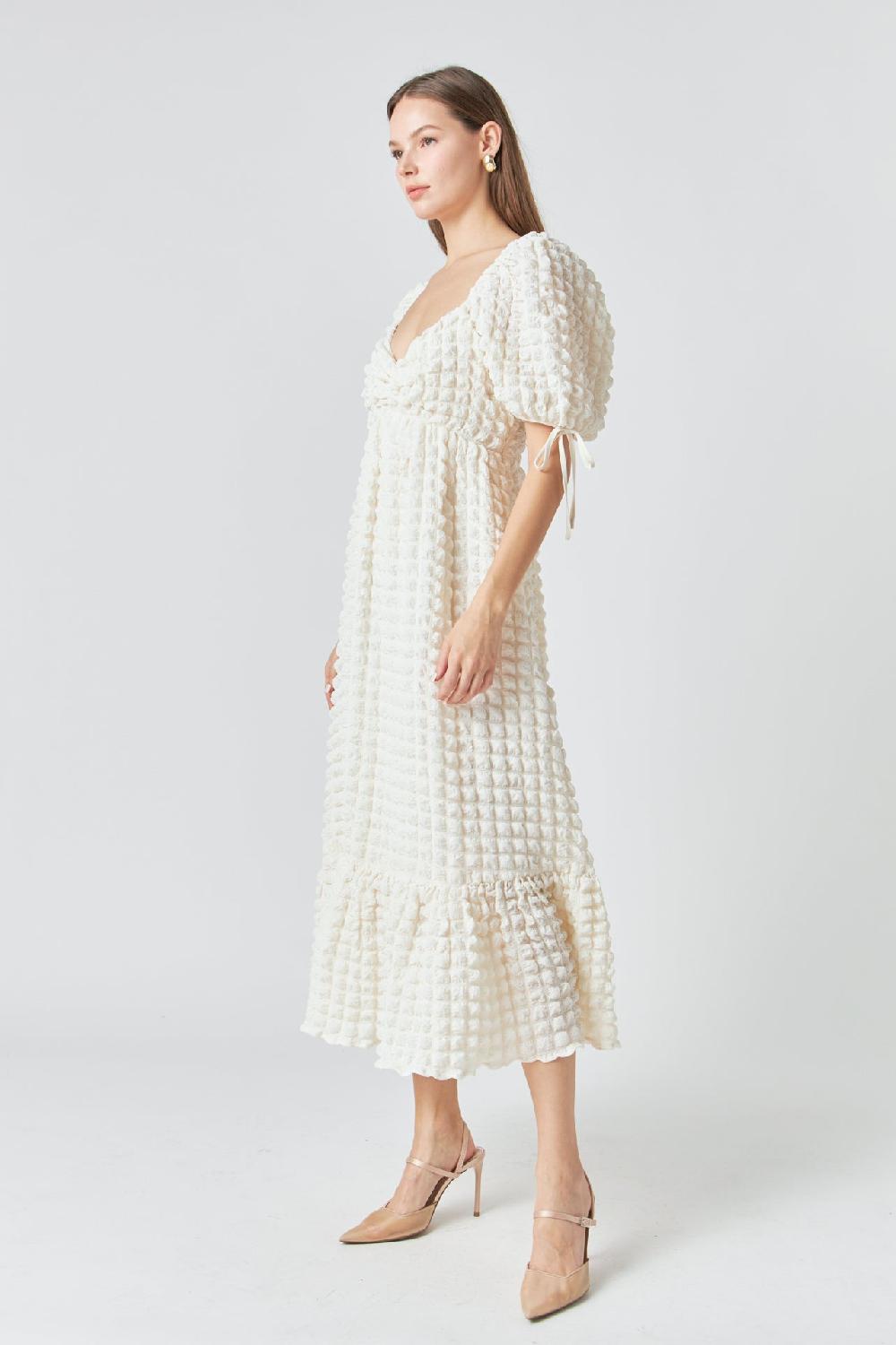 Endless Rose Bubble Puff Sleeve Maxi Dress IVORY