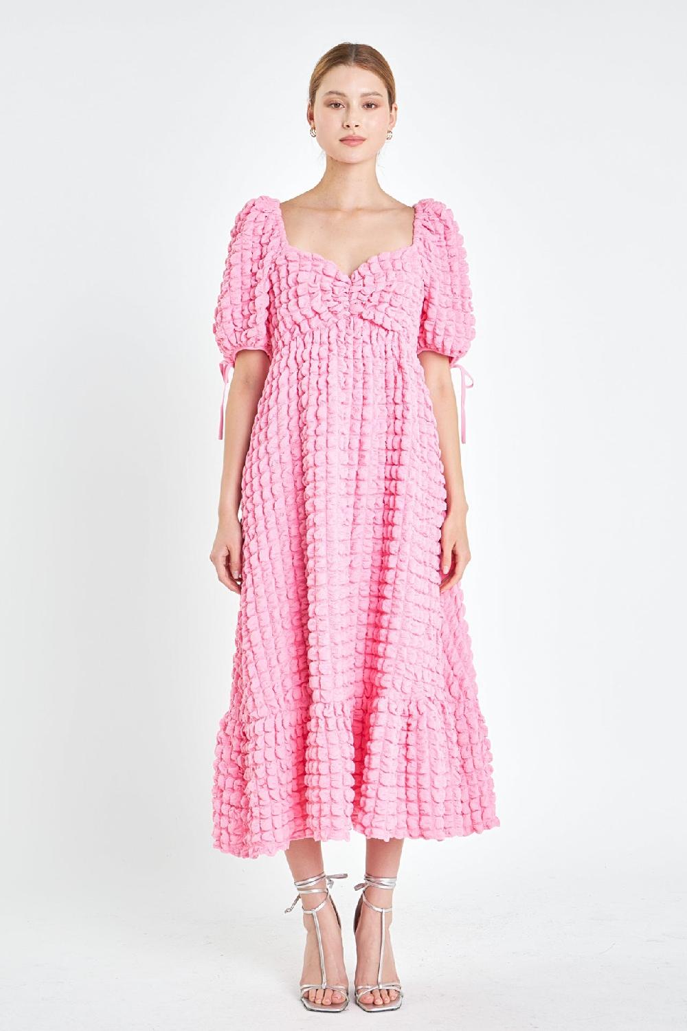 endless rose Bubble Puff Sleeve Maxi Dress IVORY