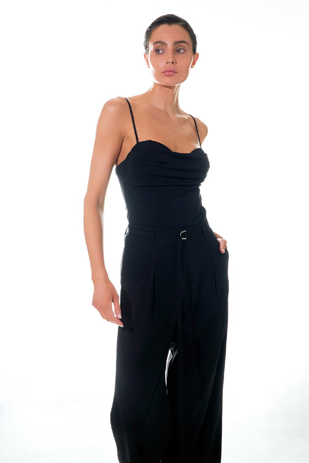 Endless Rose Bust Draped Bodysuit BLACK