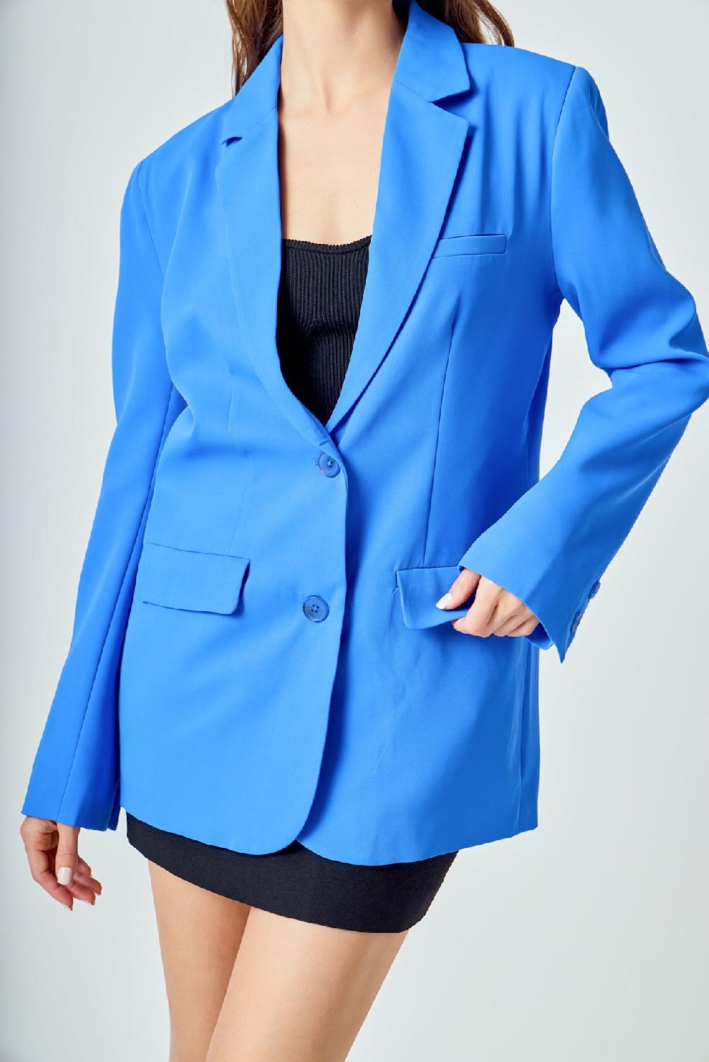 Endless Rose Buttery Two Button Blazer OCEAN BLUE