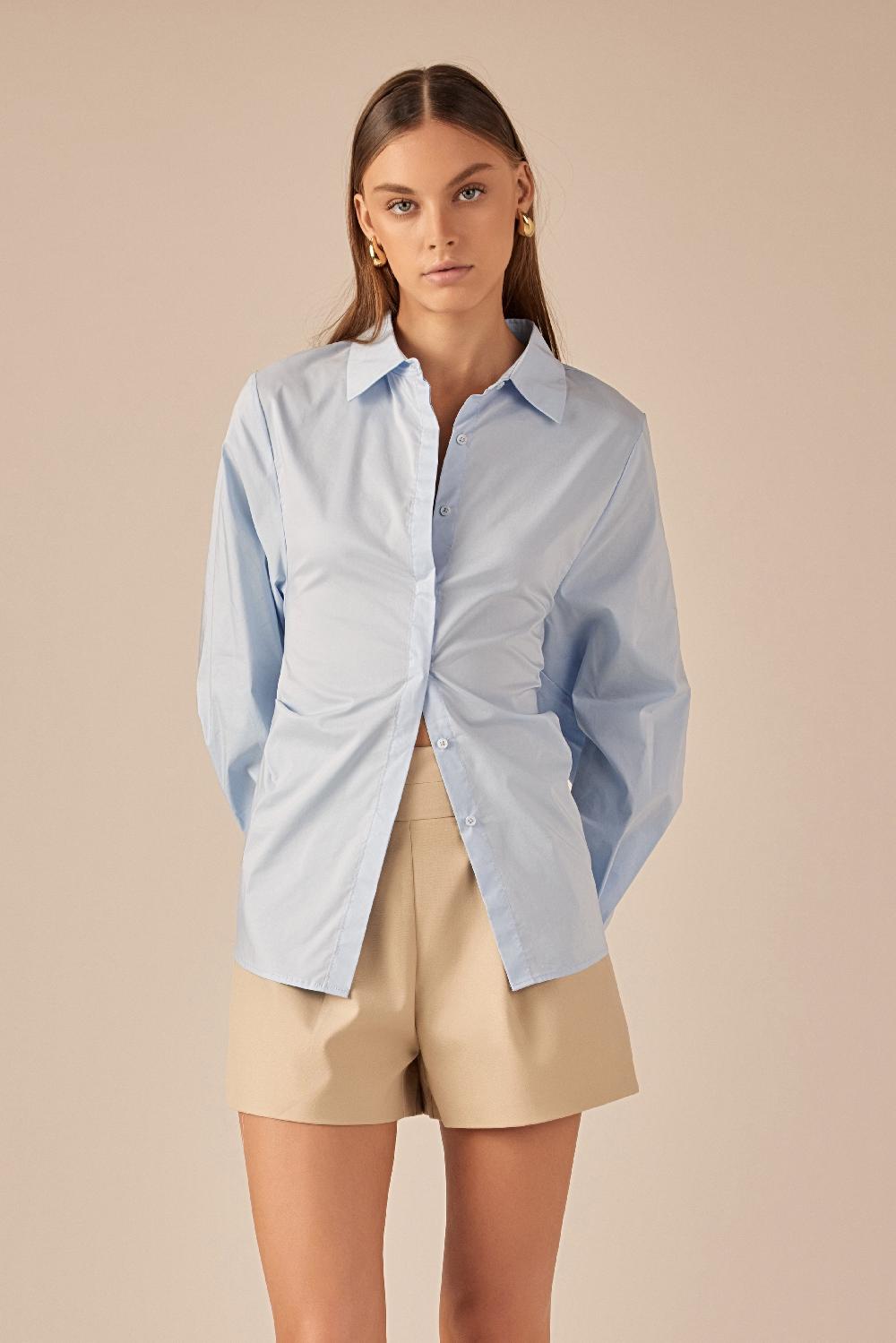 endless rose Button Down Shirt POWDER BLUE