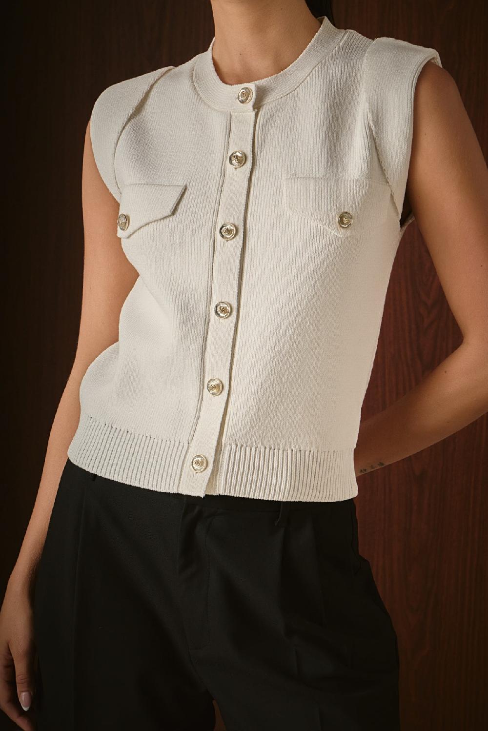 Endless Rose Button-Up Sweater Vest CREAM