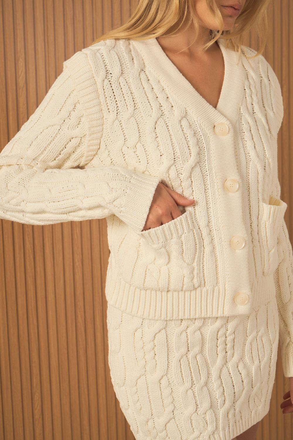 Endless Rose Cable Knit Cardigan IVORY