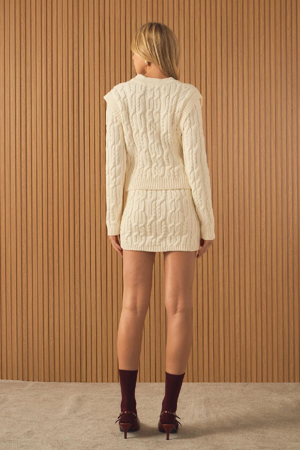 Endless Rose Cable Knit Mini Skirt CREAM