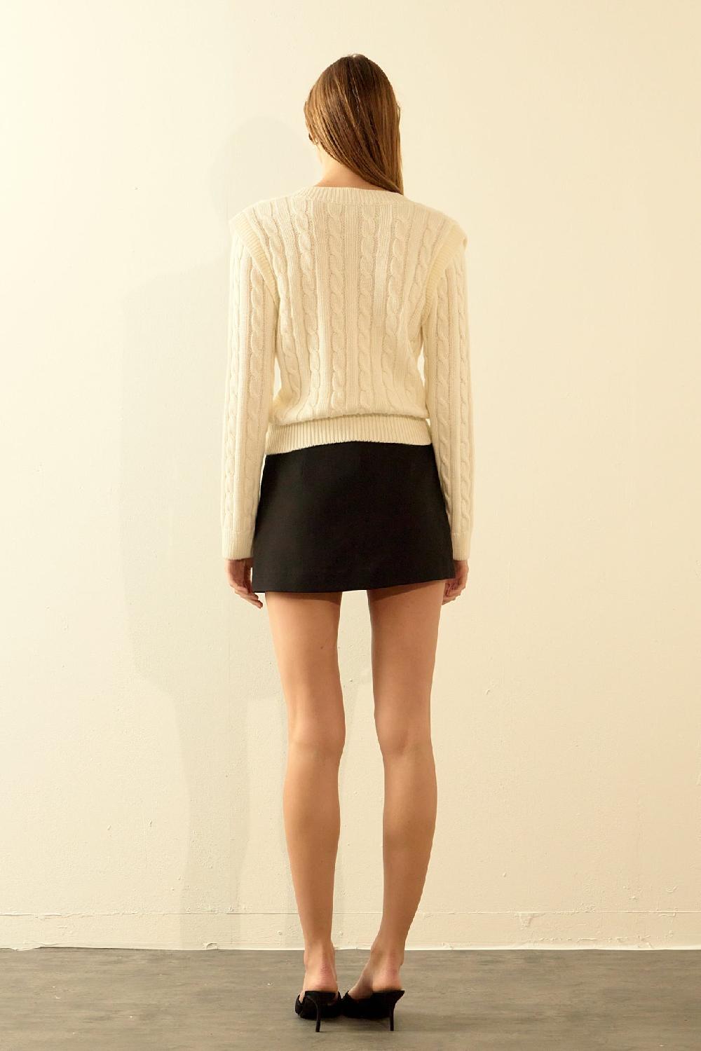 Endless Rose Cable Knit Ribbed Sweater IVORY