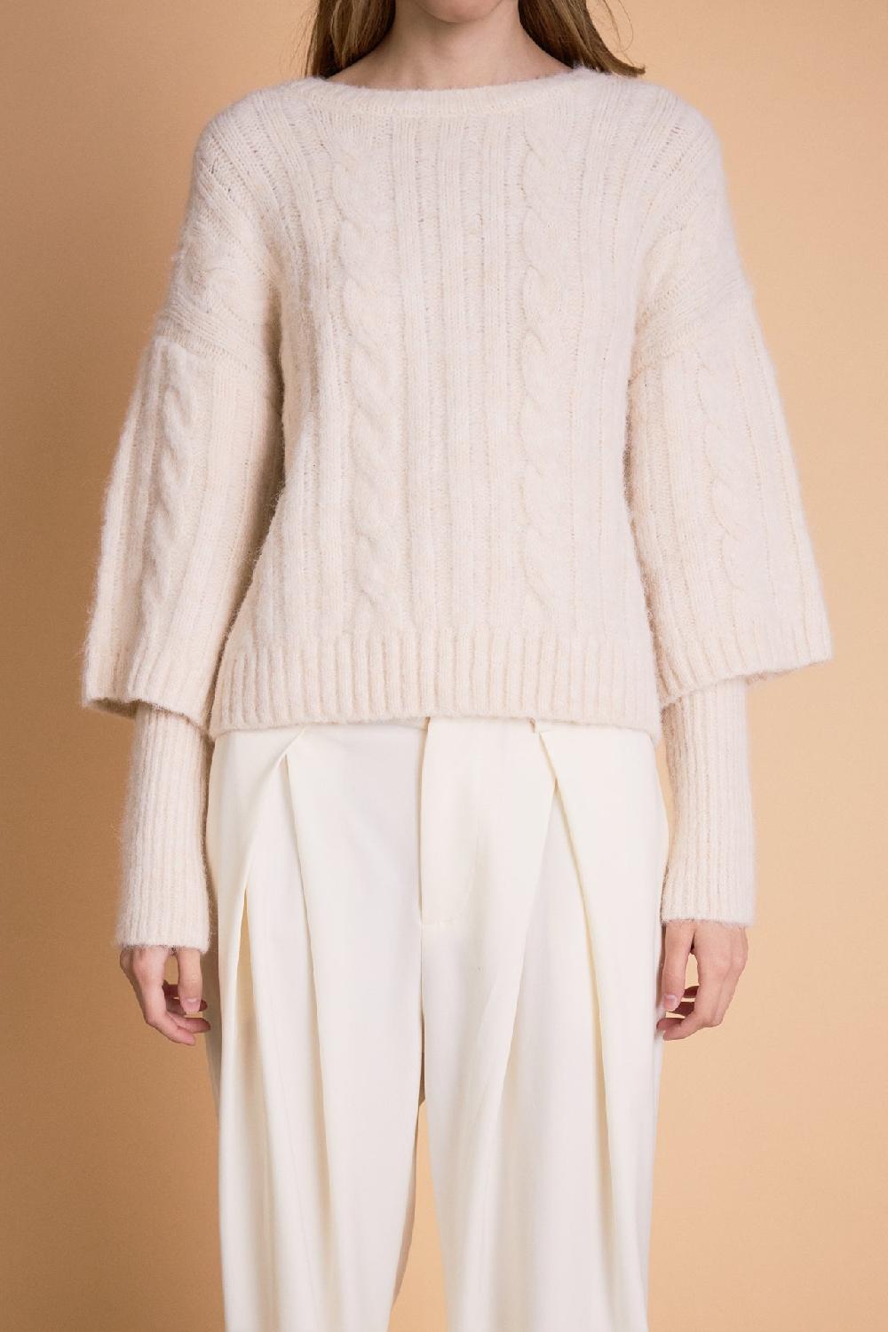 Endless Rose Cable Twofer Sweater CREAM
