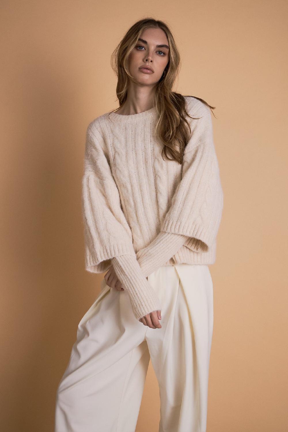 endless rose Cable Twofer Sweater CREAM