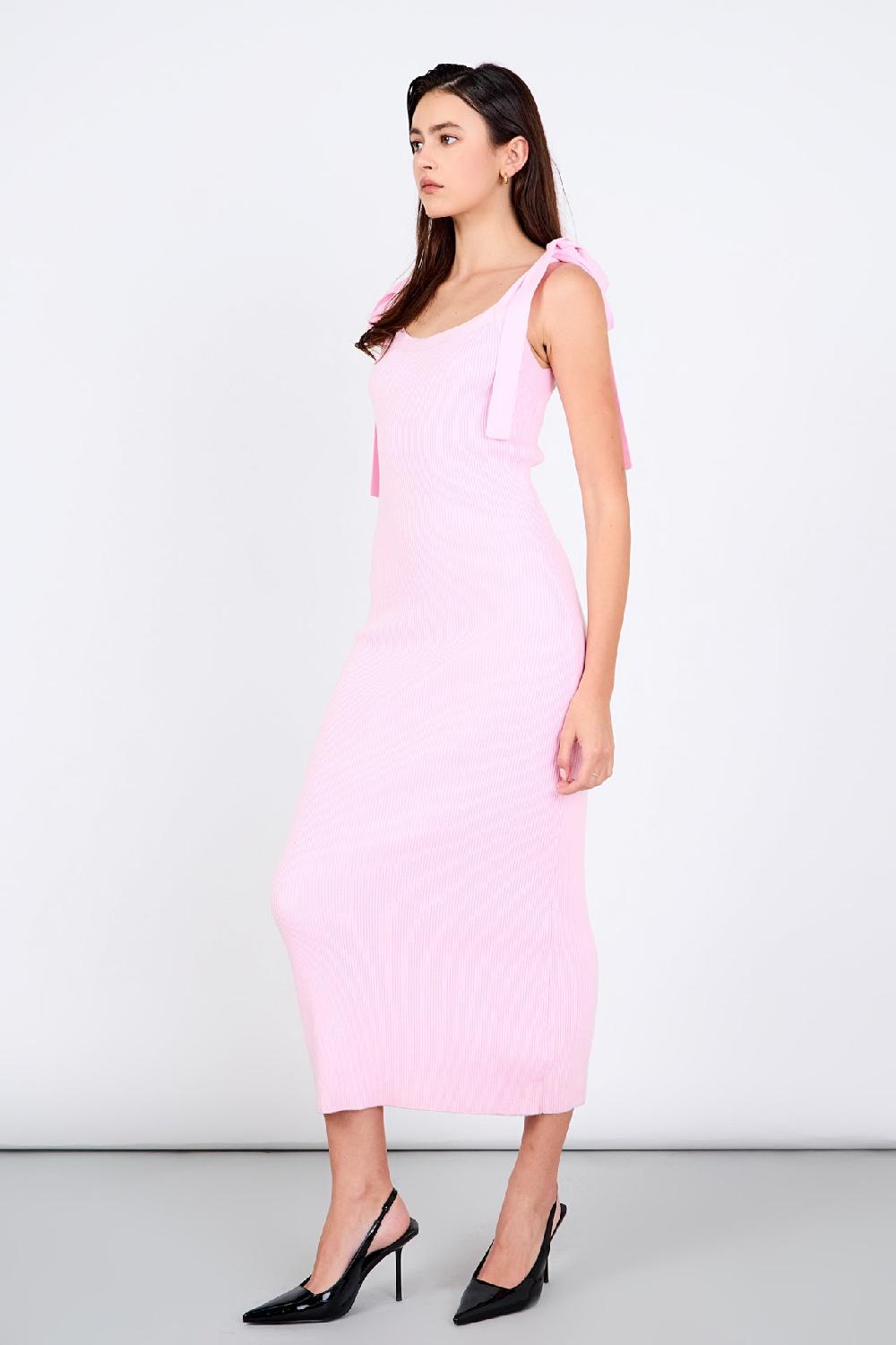 Endless Rose Candace Solid Knit Midi Dress PINK