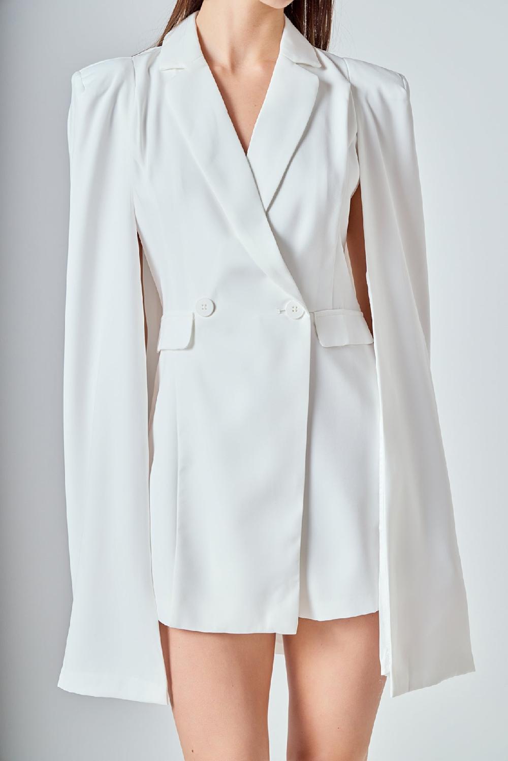 Endless Rose Caped Blazer Romper WHITE