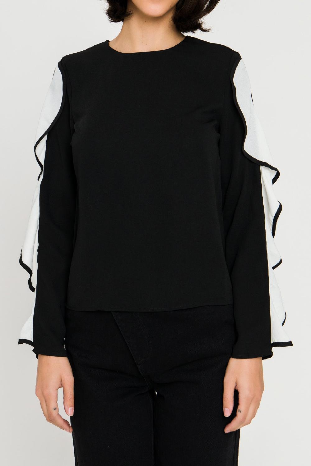 Endless Rose Cascading Ruffle Blouse BLACK