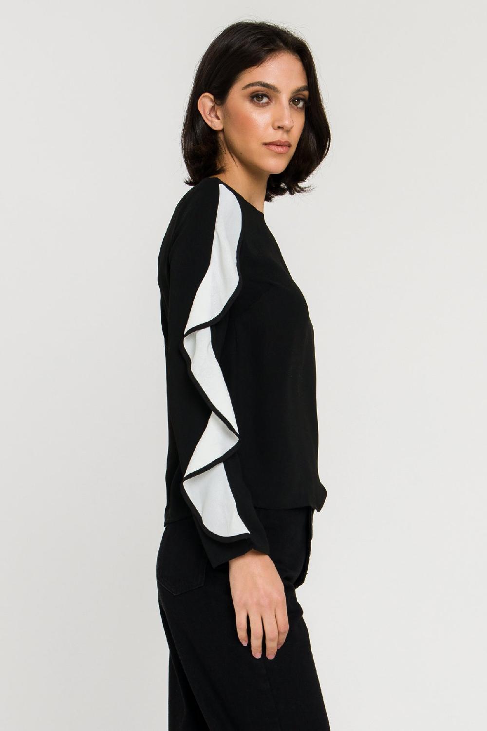 Endless Rose Cascading Ruffle Blouse BLACK