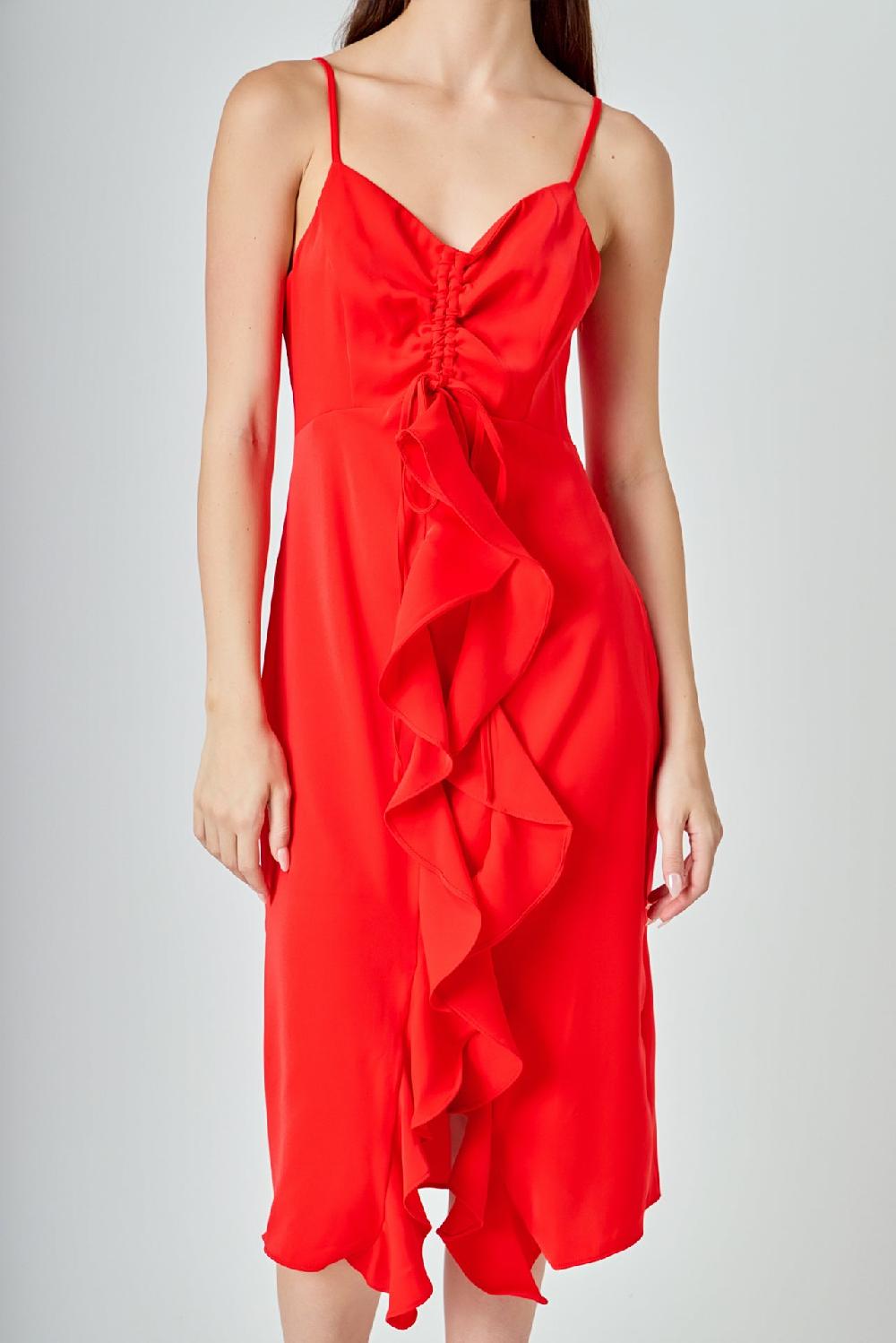 Endless Rose Cascading Ruffle Dress RED