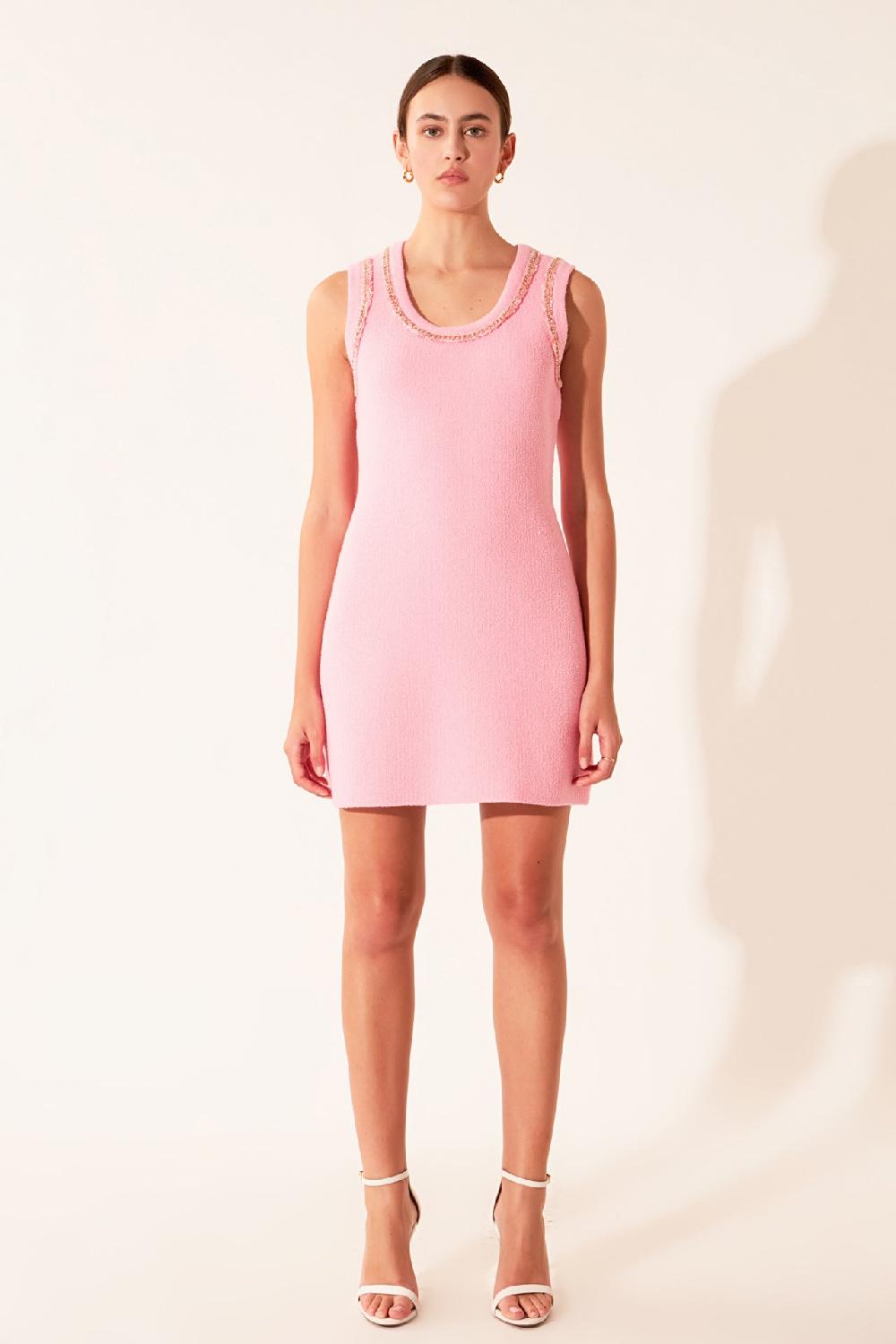 endless rose Chain Detail Knit Mini Dress PINK