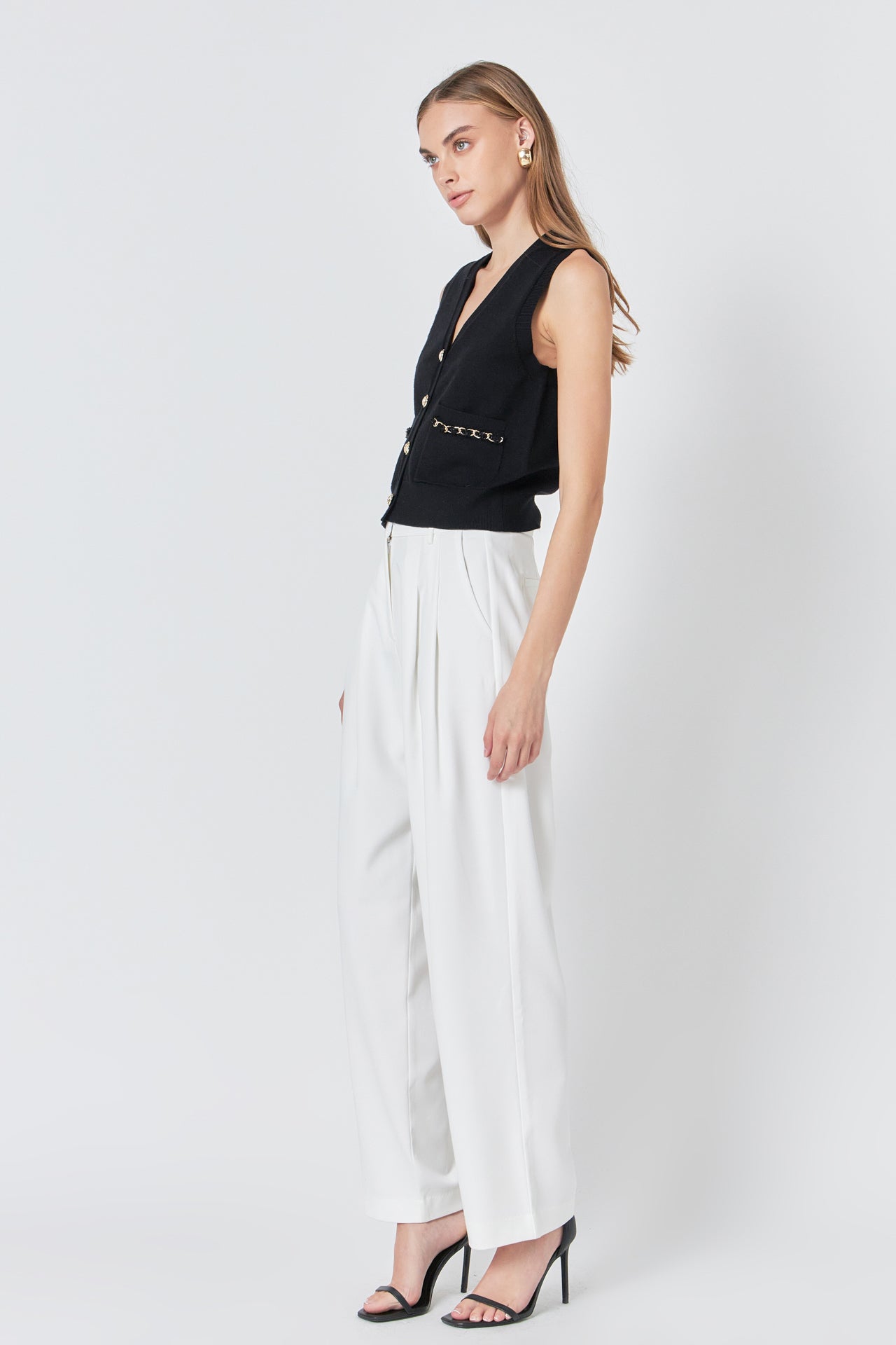 Endless Rose Chain Detail Vest BLACK