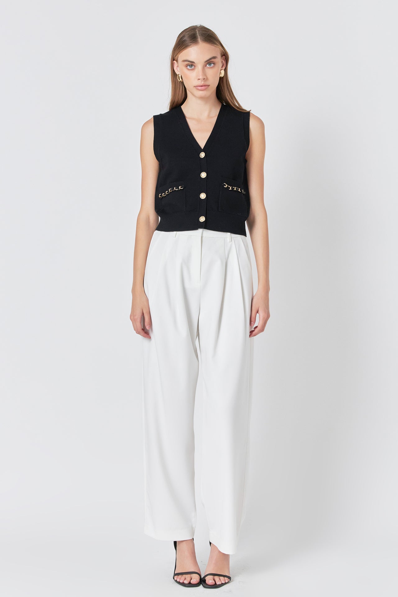 endless rose Chain Detail Vest BLACK