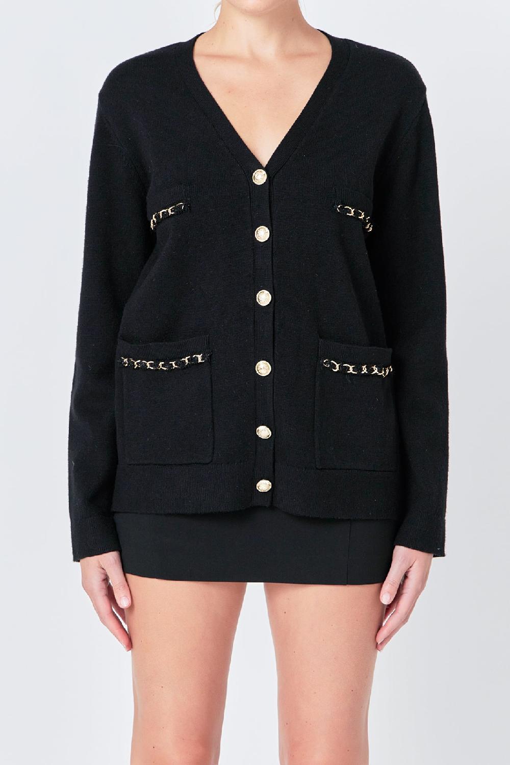 Endless Rose Chain Oversized Cardigan BLACK