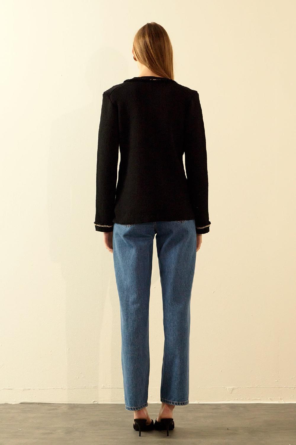 Endless Rose Chain Trim Cardigan BLACK