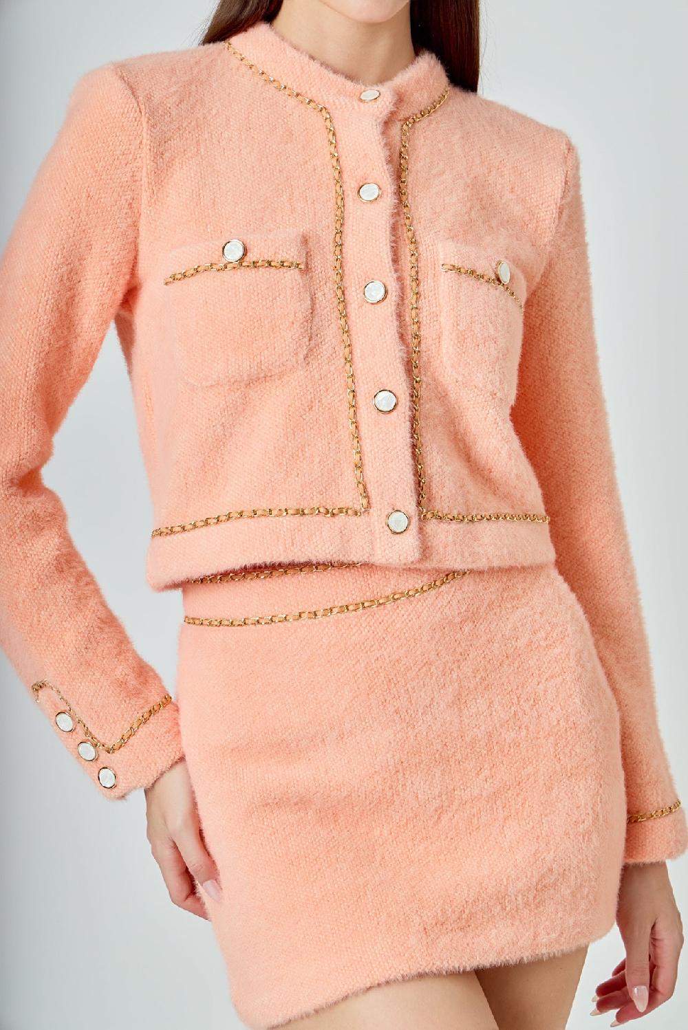 Endless Rose Chain-Trimmed Jacket CORAL