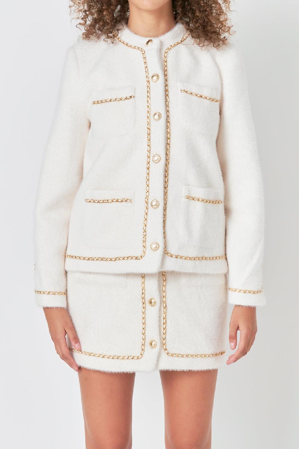 Endless Rose Chain Trimmed Jacket IVORY
