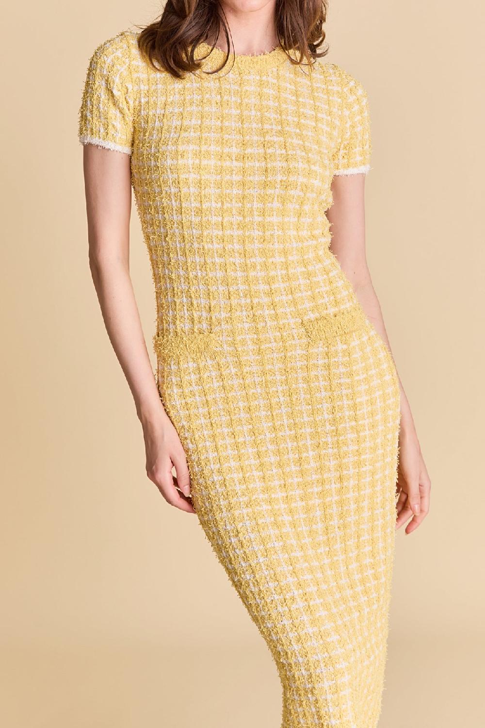 Endless Rose Check Sweater Midi Dress BUTTER/WHITE