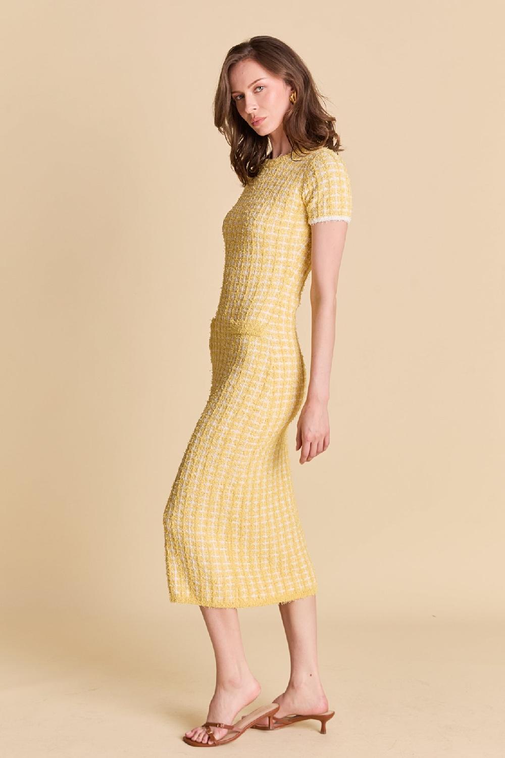 Endless Rose Check Sweater Midi Dress BUTTER/WHITE