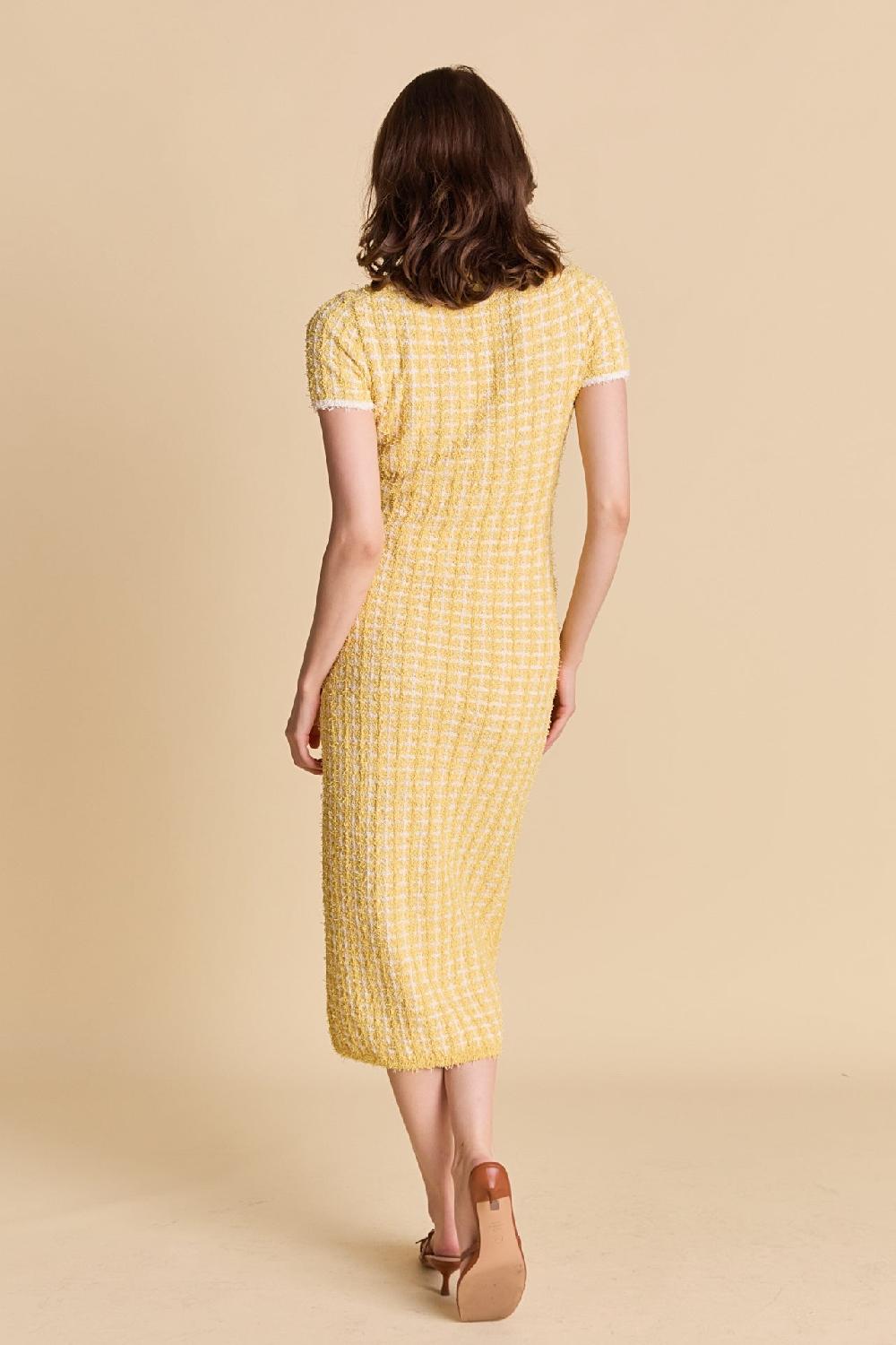 Endless Rose Check Sweater Midi Dress BUTTER/WHITE