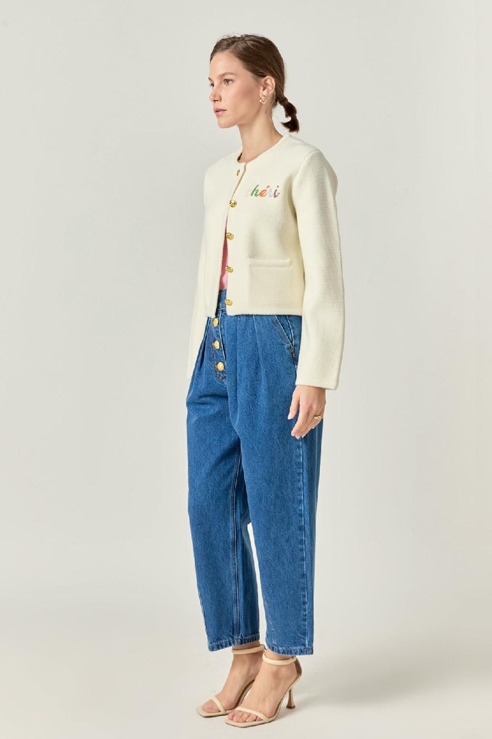 Endless Rose Cheri Beaded Cardigan IVORY