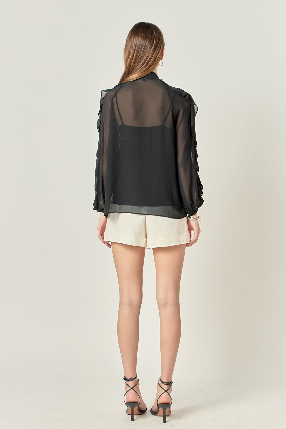 Endless Rose Chiffon Peekaboo Top BLACK