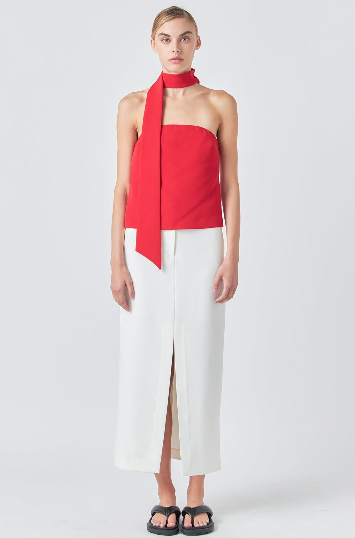 Endless Rose Choker Tie Top RED