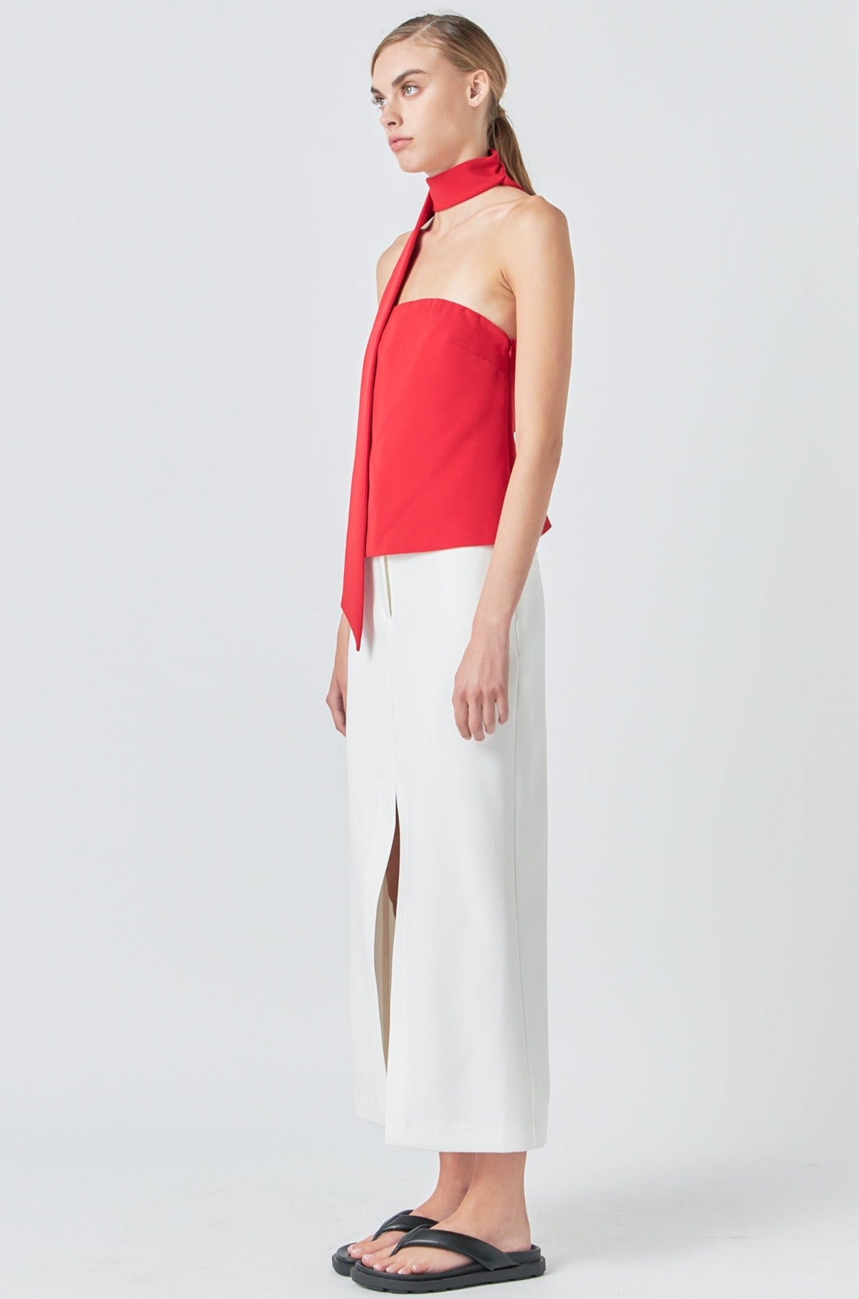 Endless Rose Choker Tie Top RED