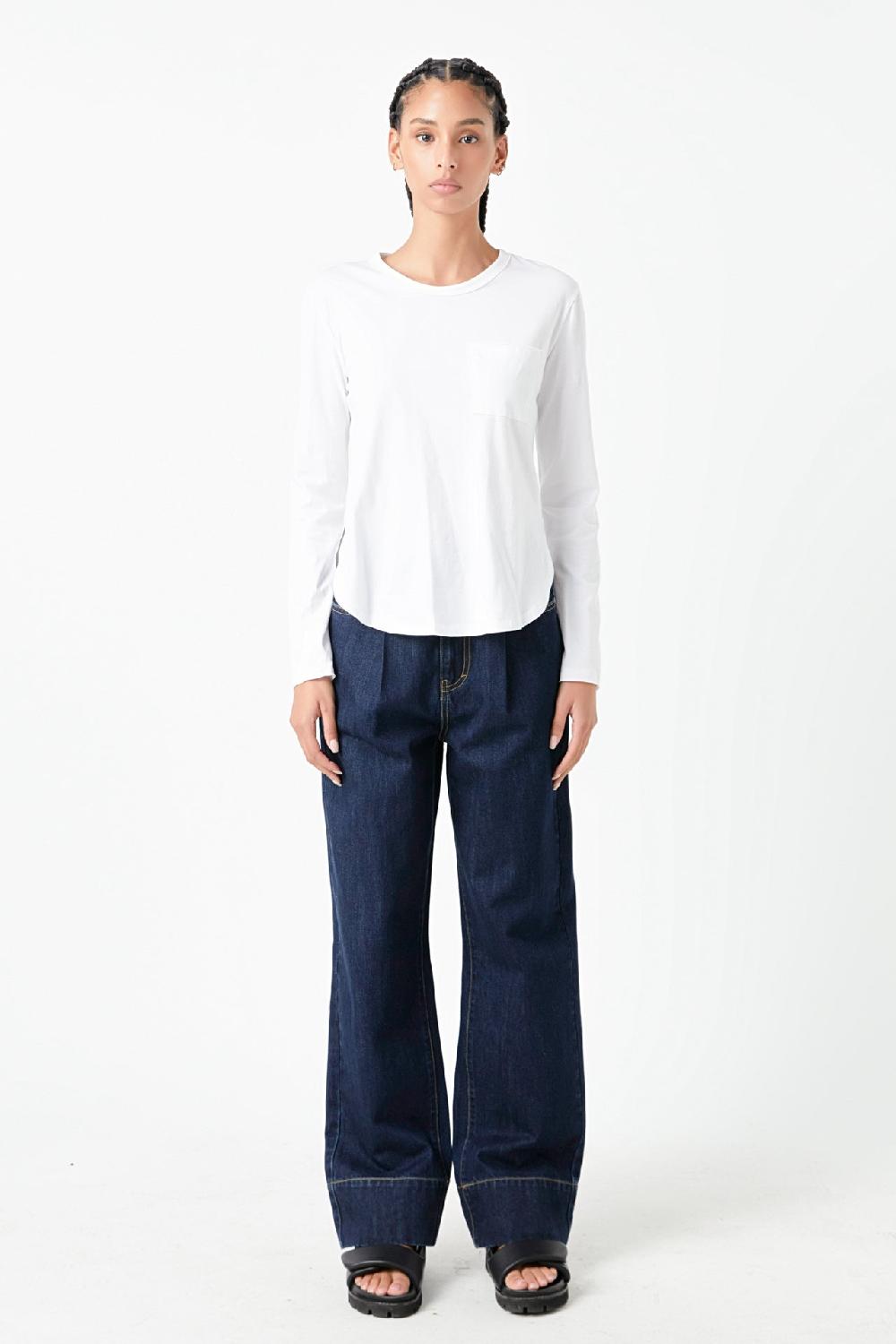 Endless Rose Classic Round Neck Long Sleeve WHITE