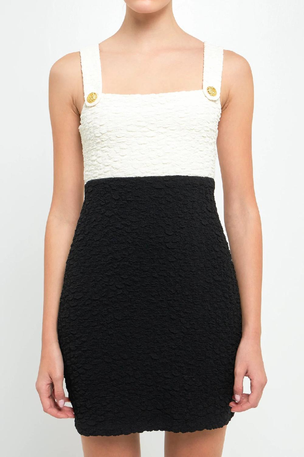 Endless Rose Color Block Mini Dress IVORY/BLACK