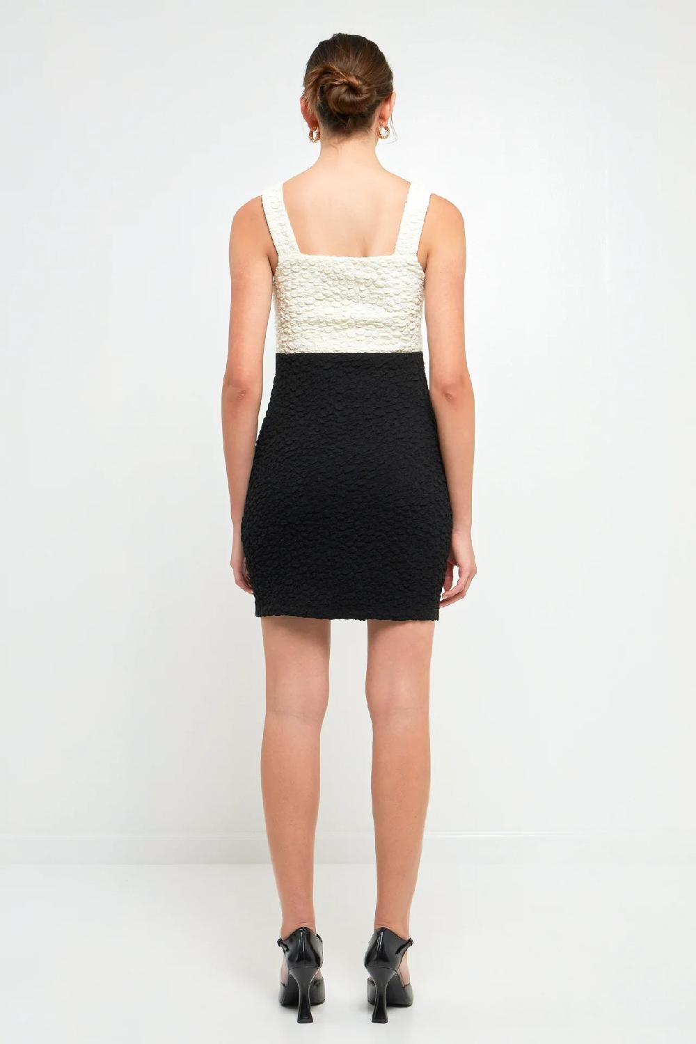 Endless Rose Color Block Mini Dress IVORY/BLACK