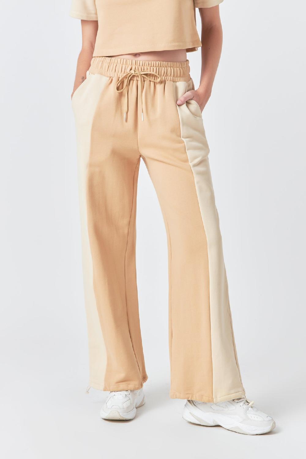 Endless Rose Colorblock Loungewear Pants TAN