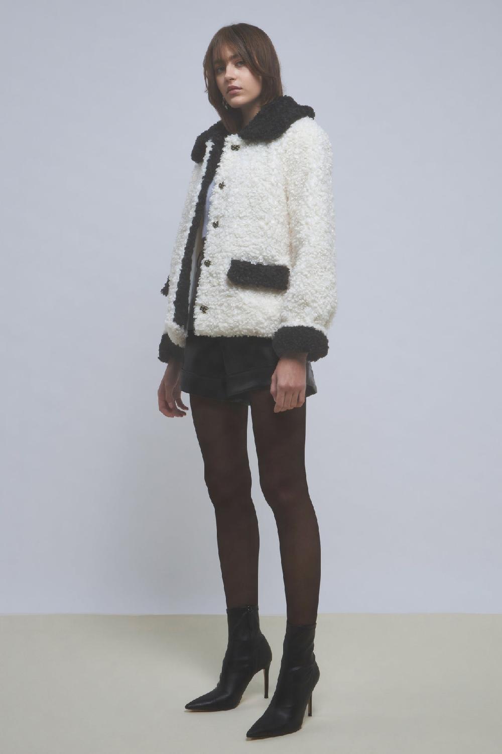 Endless Rose Colorblock Sherpa Jacket WHITE/BLACK