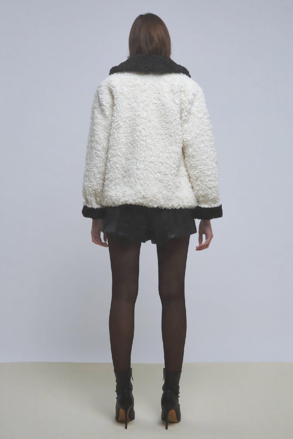 Endless Rose Colorblock Sherpa Jacket WHITE/BLACK