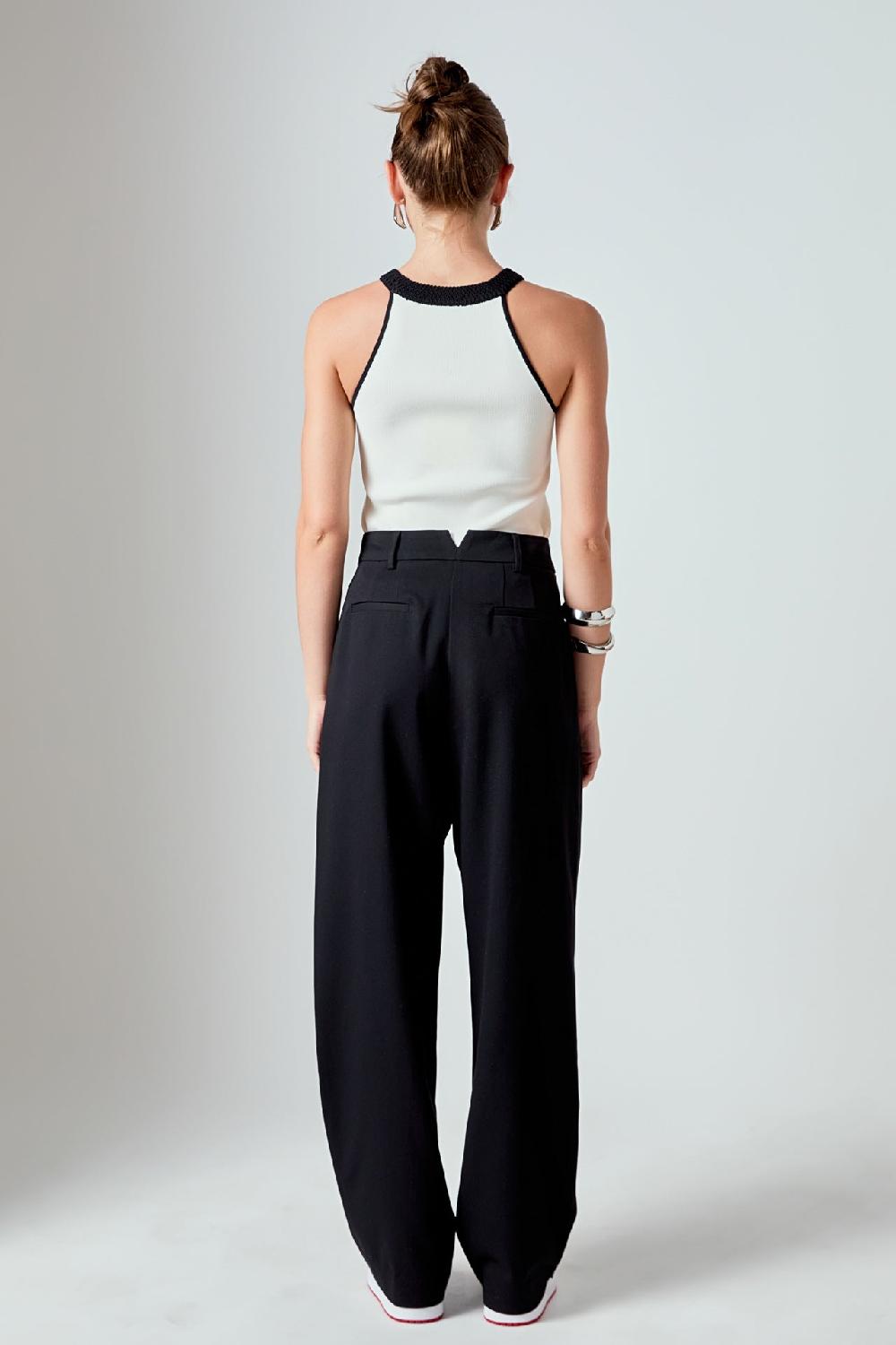 Endless Rose Contrast Halter Neck Top WHITE/BLACK