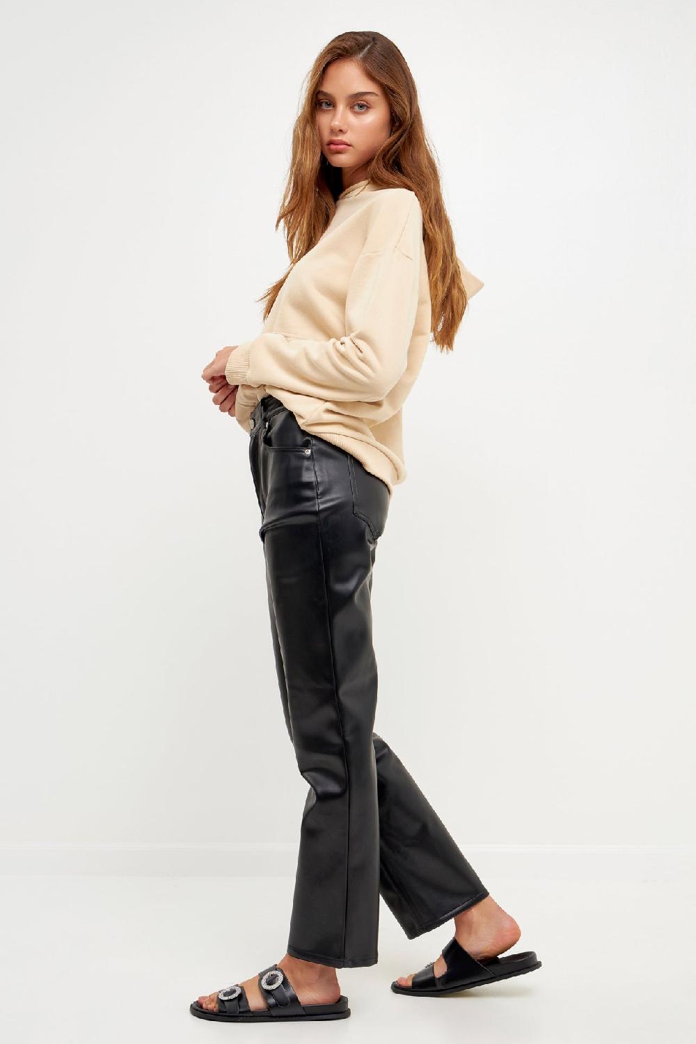 Endless Rose Contrast Pocketed Hoodie BEIGE