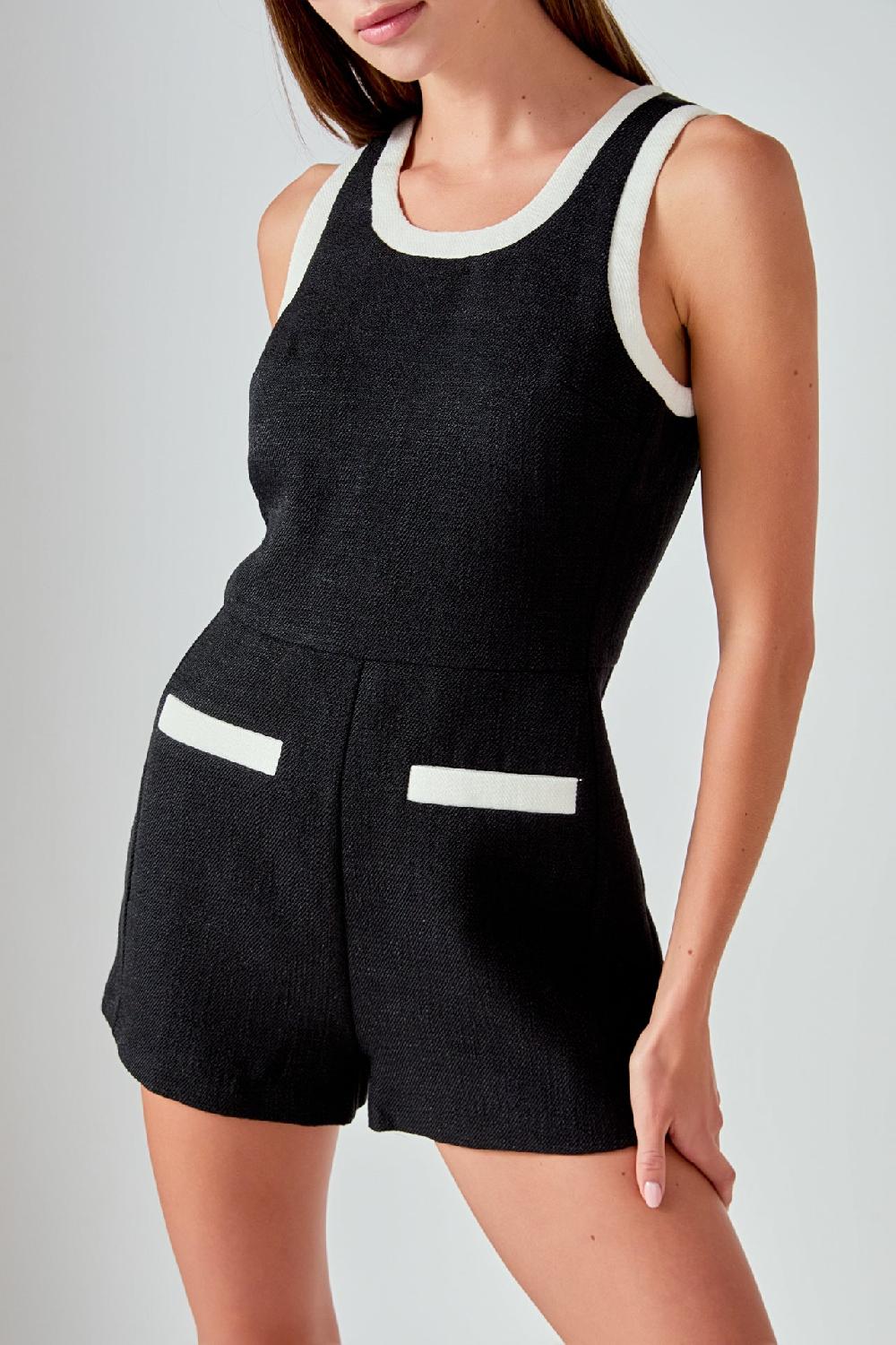 Endless Rose Contrast Romper BLACK