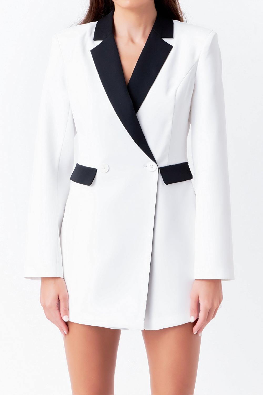 Endless Rose Contrasted Blazer Romper WHITE/BLACK